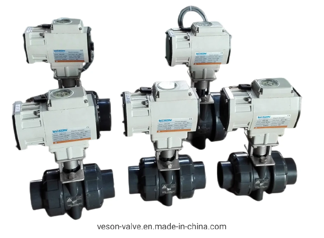 2 Way 2" PVC Electric Ball Valve, DC12V Large Torque Motorized Valve with Manual Operation and Indicator