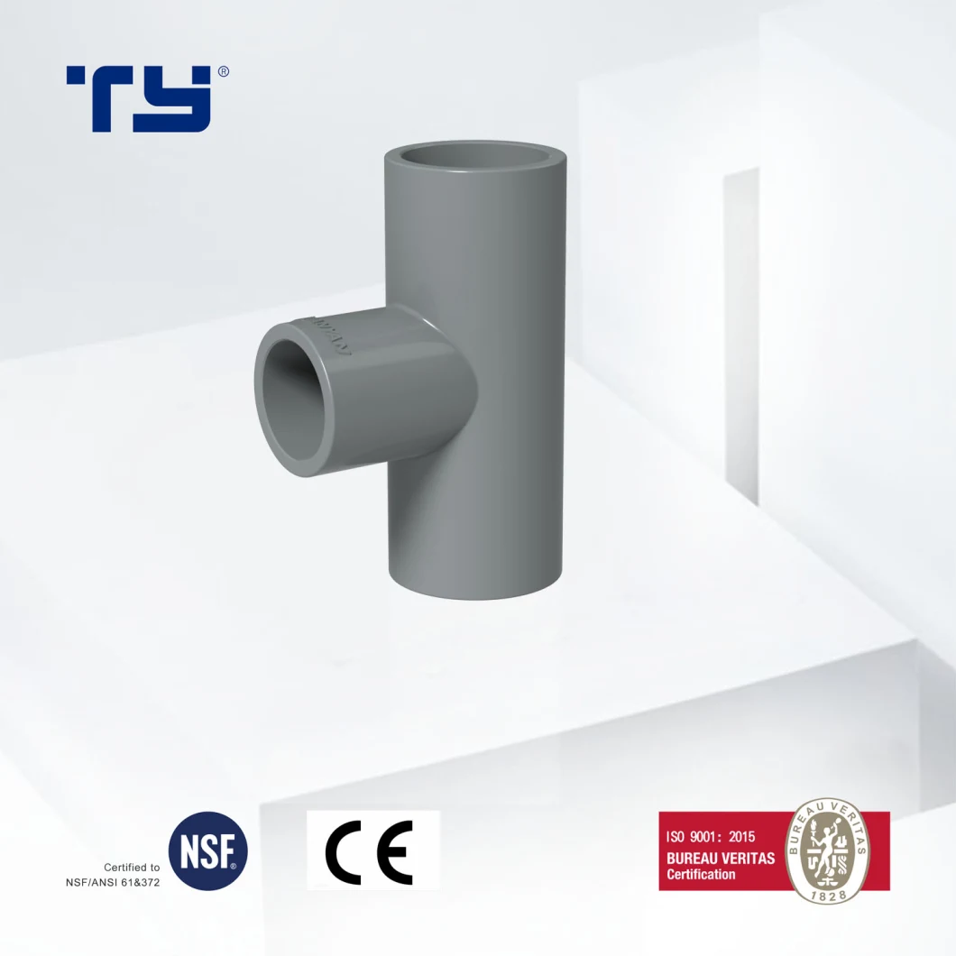 High Quality CPVC PVC Industrial System DIN Standard Pn20-Pn16 Plastic Fitting High Pressure Redecing Tee ASTM Standard Sch80
