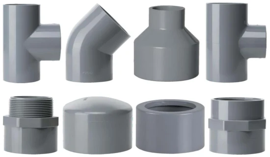 Estándar DIN de alta calidad y accesorios de tubería de plástico ASTM Sch80 Toma de acoplamiento de tubería de PVC y accesorios Conexión de tubería de presión UPVC para sistema industrial